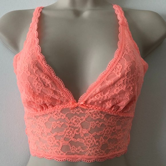 Victoria's Secret Other - NWOT Victoria's Secret Lace Long Line Bralette in Neon Peach Size XS